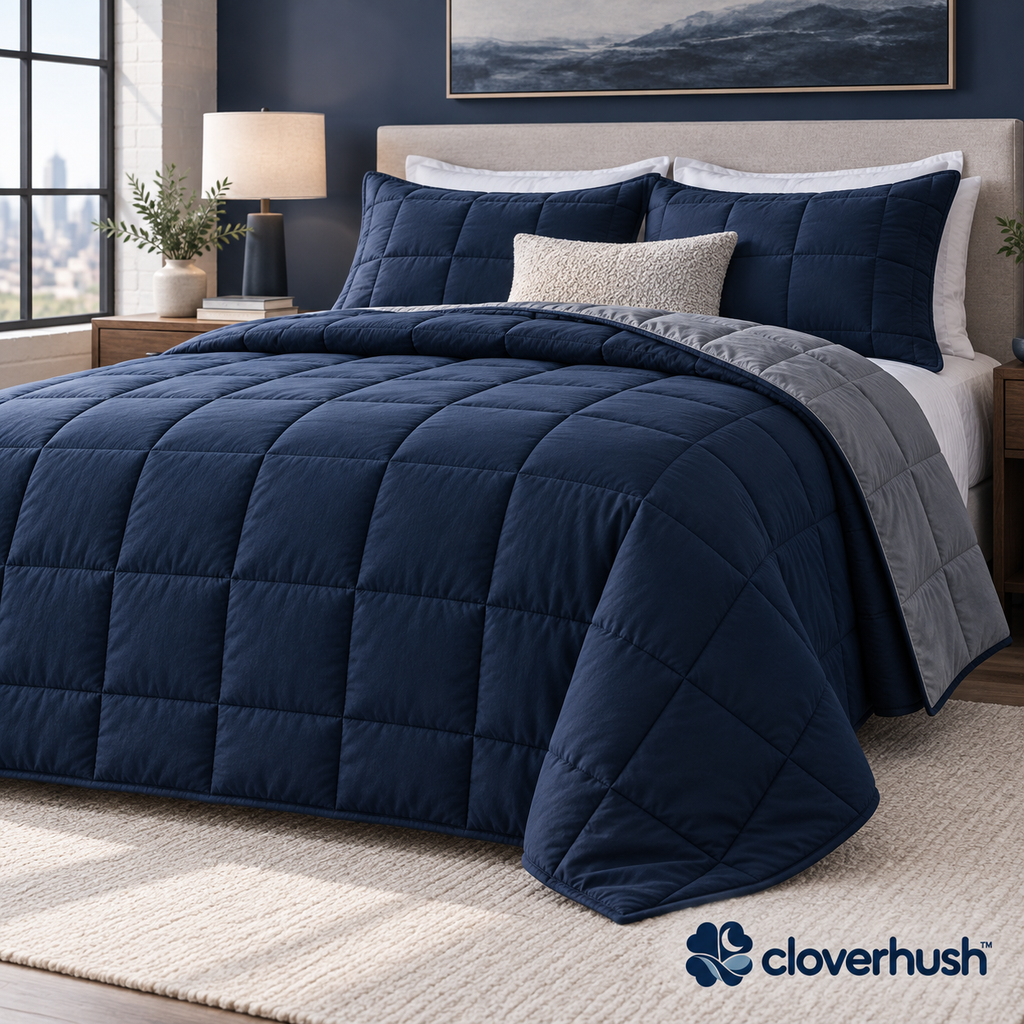 Navy & Gray Reversible Quilt