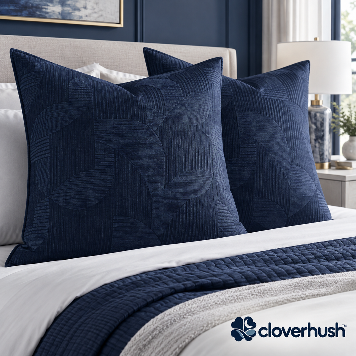 Navy Geometric Euro Shams
