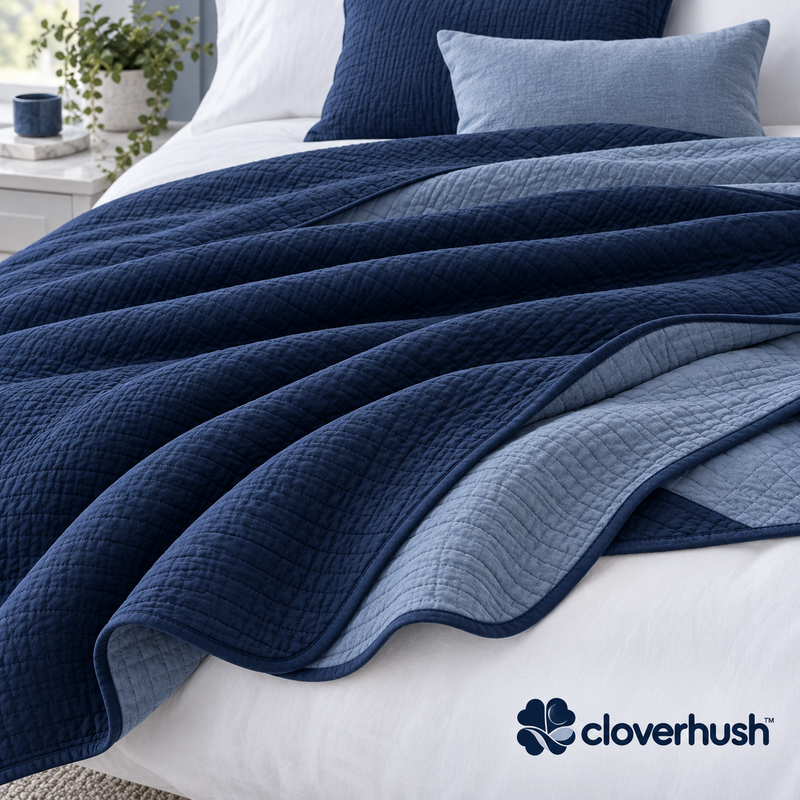 Navy & Blue Reversible Coverlet