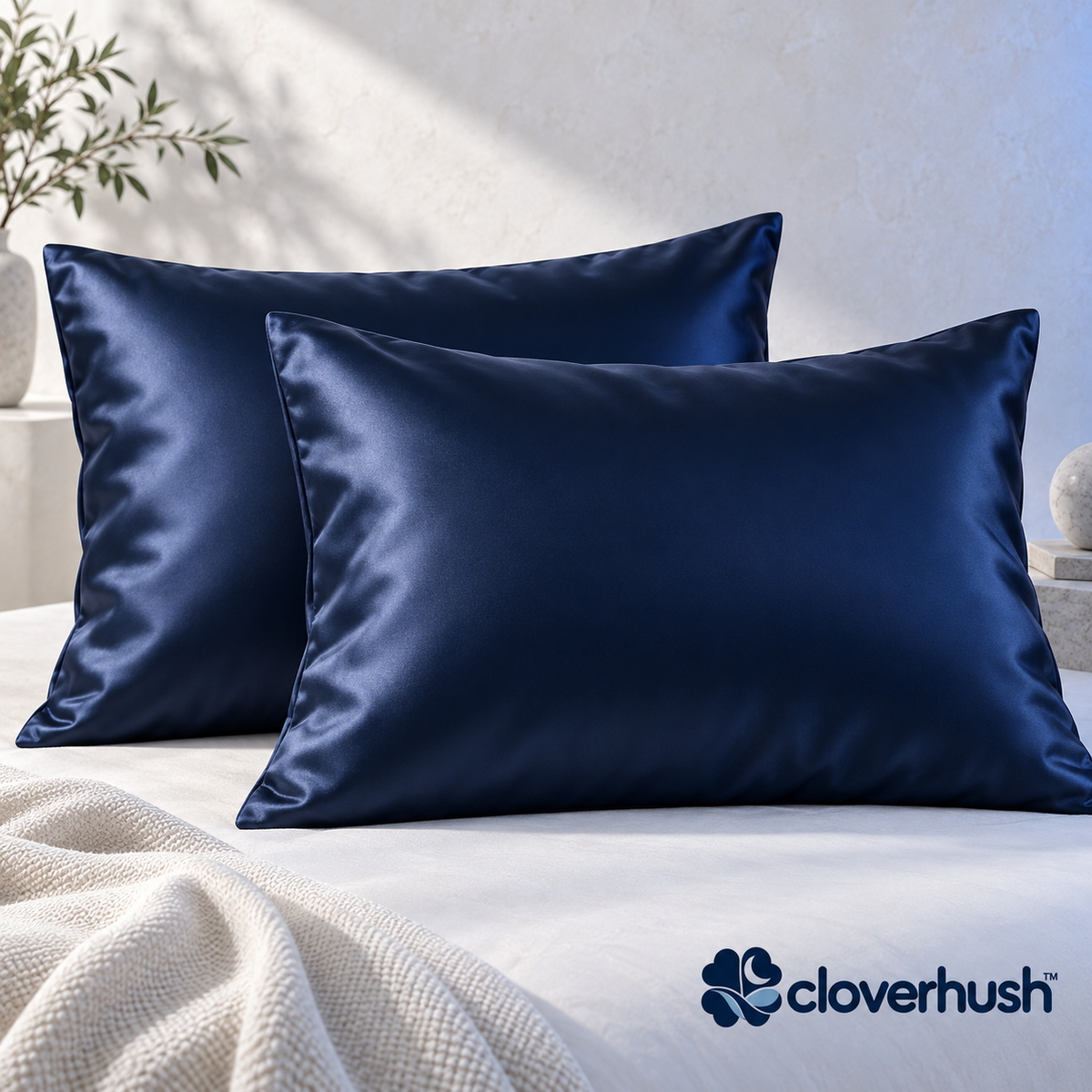 Midnight Navy Satin Pillowcases