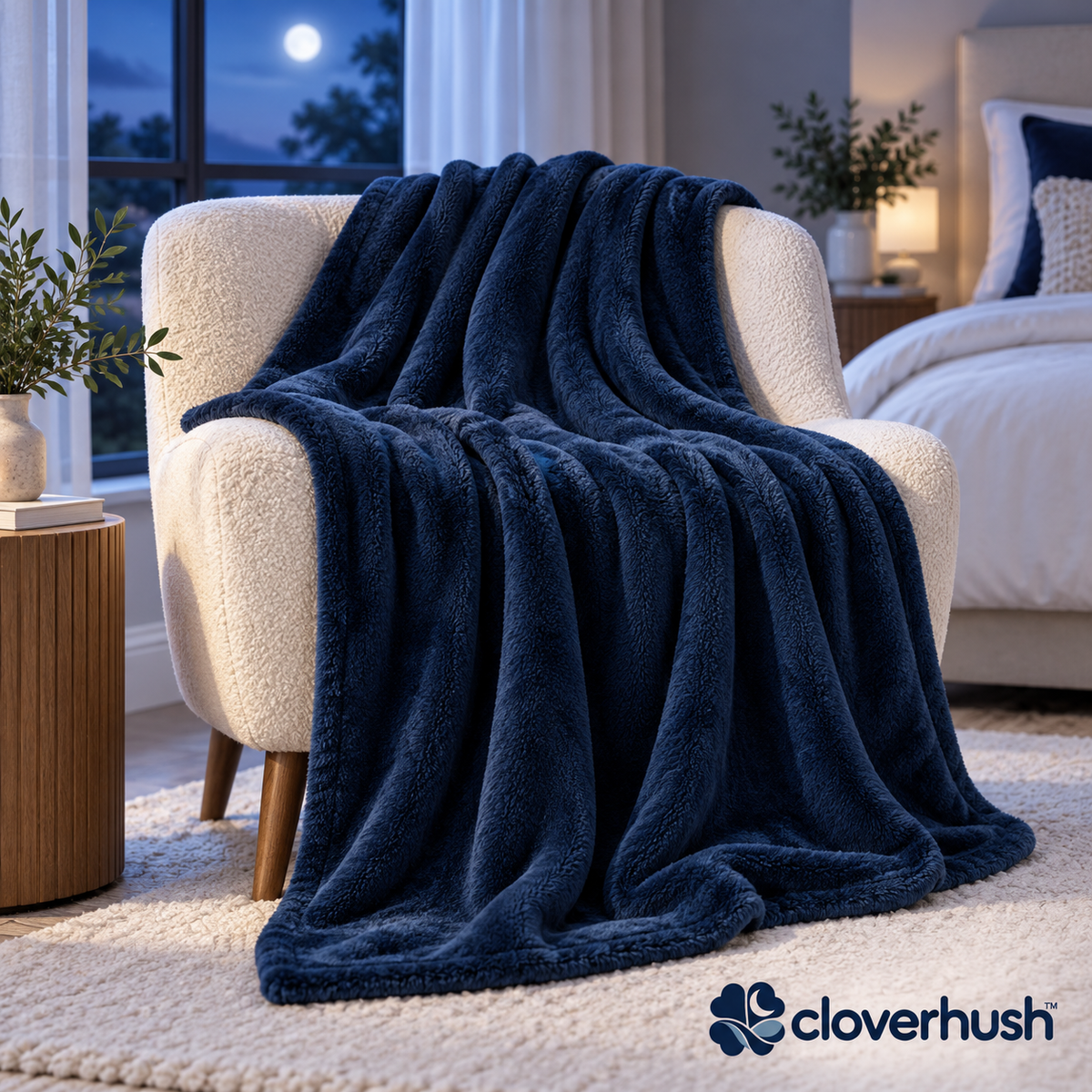 Midnight Navy Plush Throw