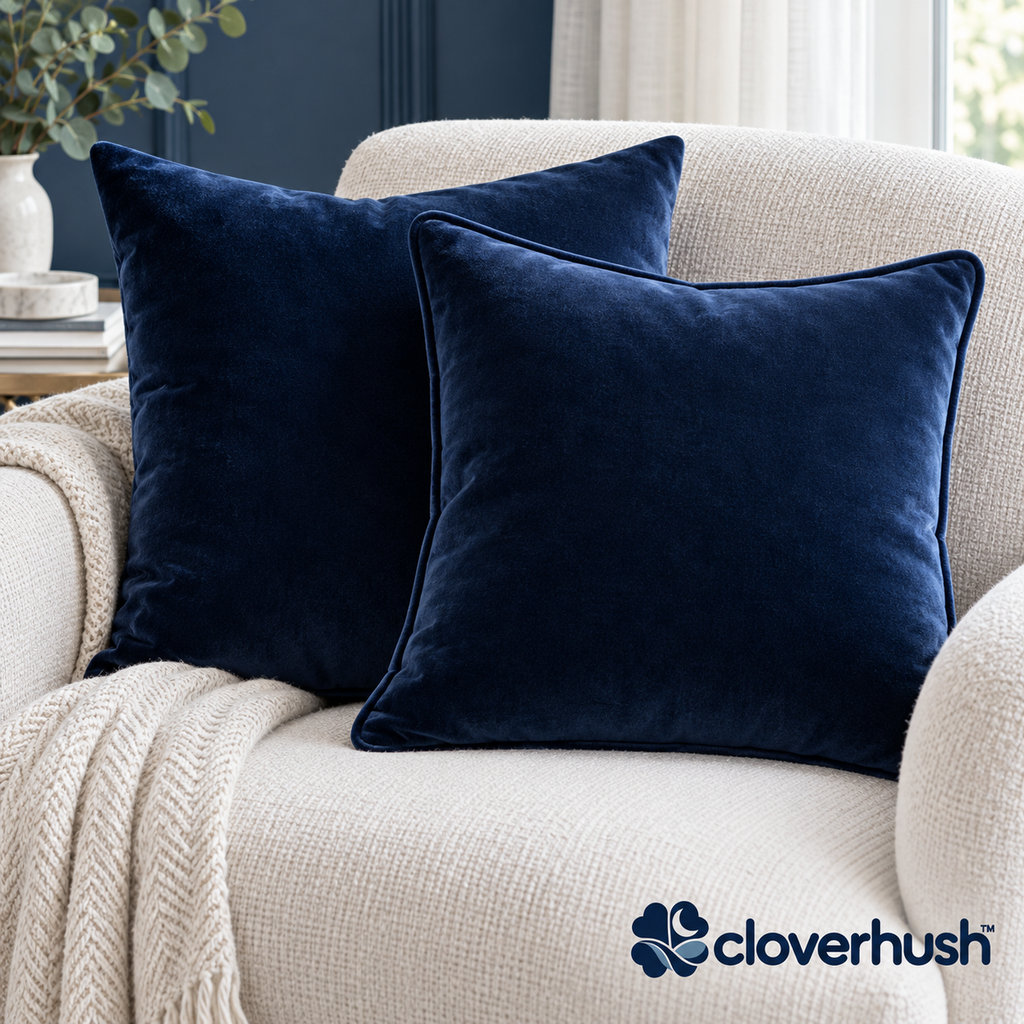 Navy Velvet Throw Pillows