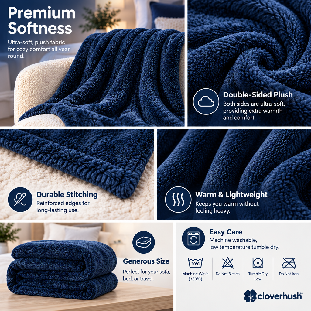Midnight Navy Plush Throw