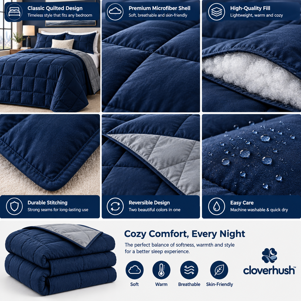 Navy & Gray Reversible Quilt
