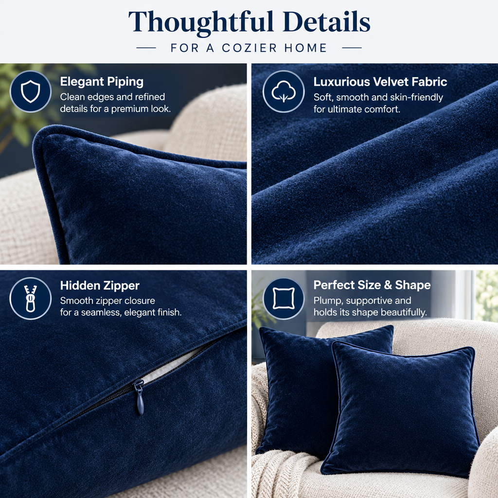 Navy Velvet Throw Pillows