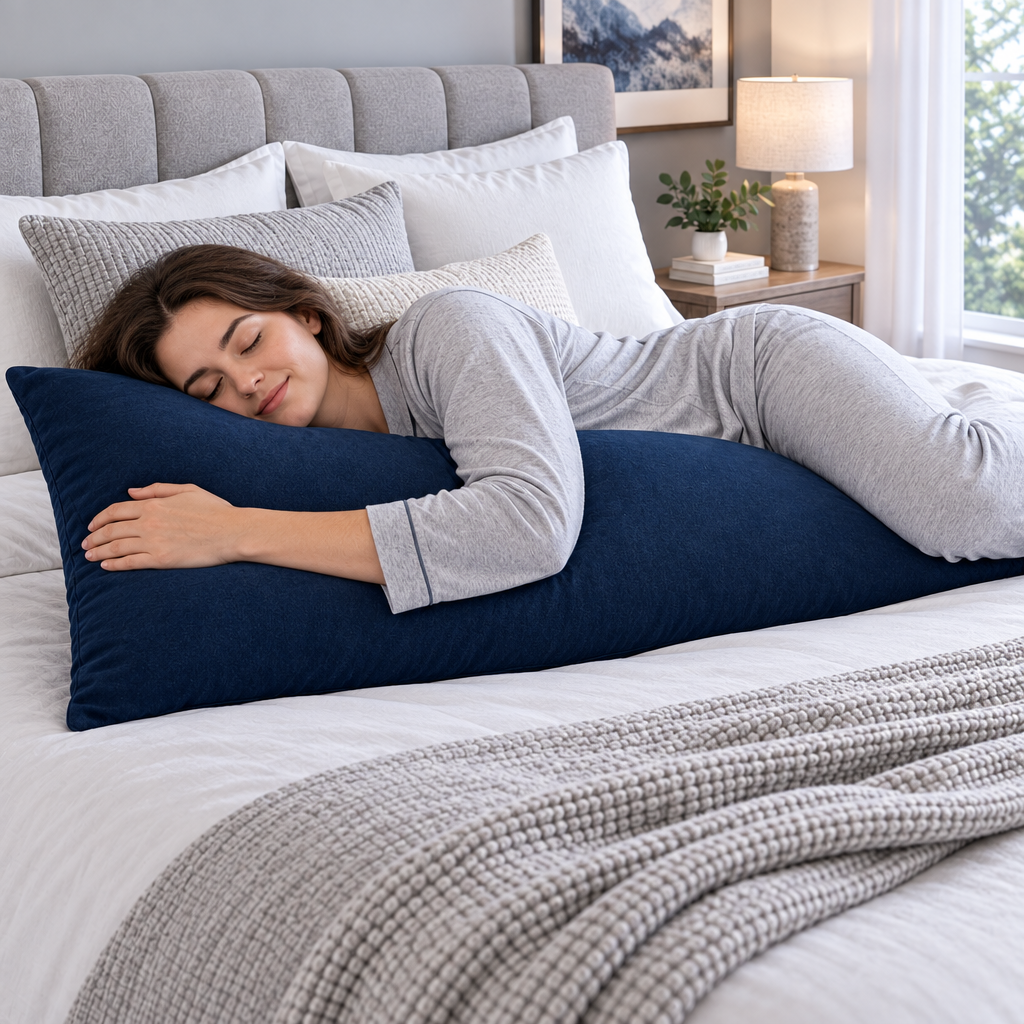 Navy Long Body Pillow