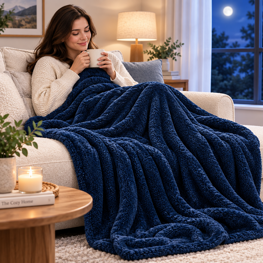 Midnight Navy Plush Throw