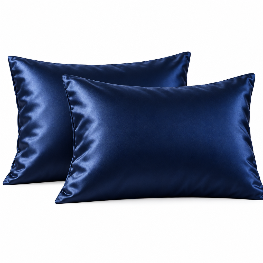 Midnight Navy Satin Pillowcases