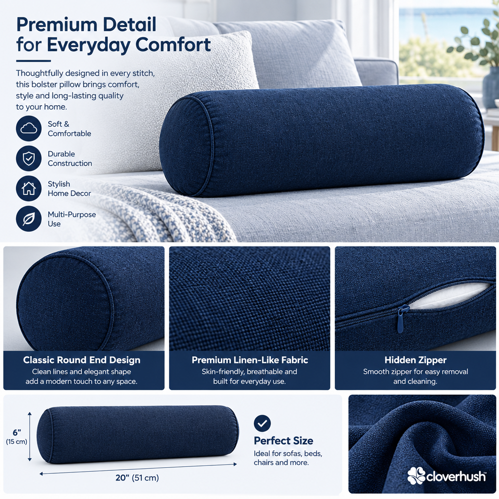 Navy Bolster Pillow