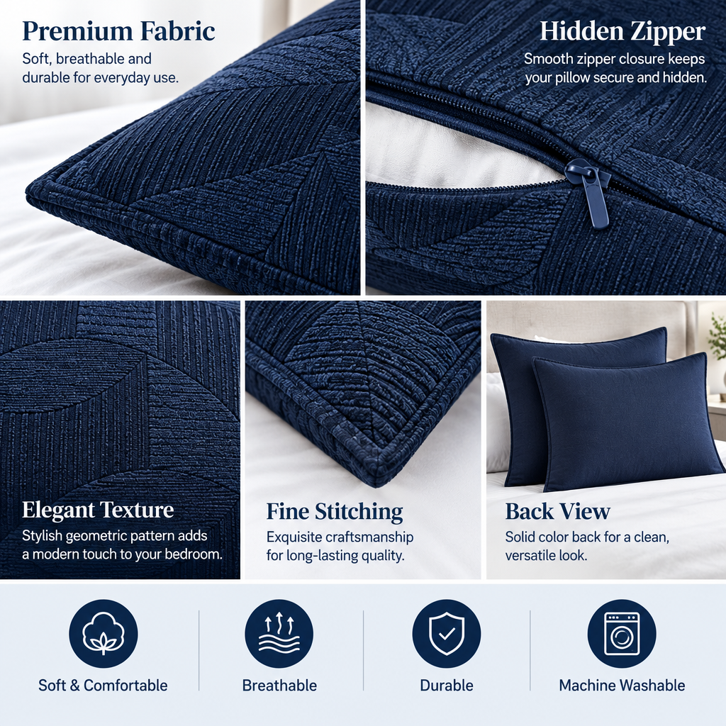 Navy Geometric Euro Shams