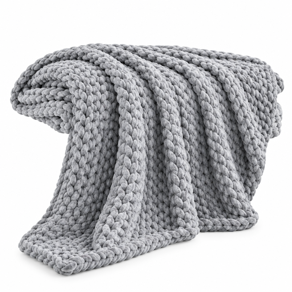 Navy Chunky Knit Throw