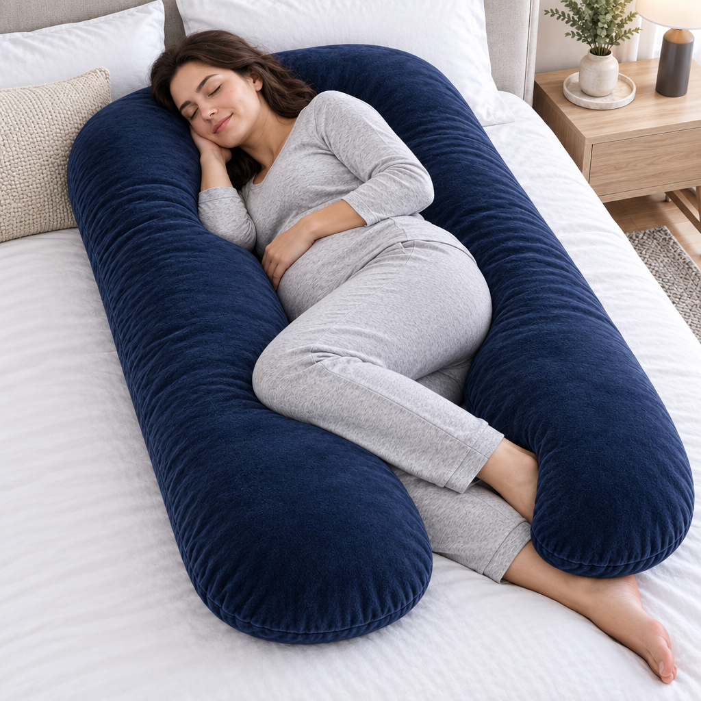 Navy U-Shaped Body Pillow