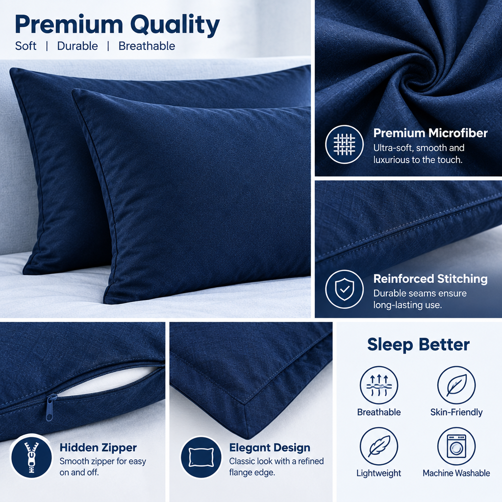 Classic Navy Bed Pillows
