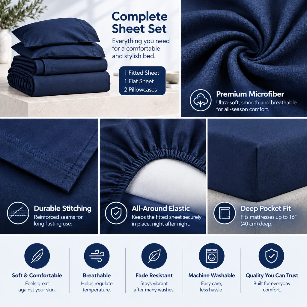 Classic Navy Sheet Set