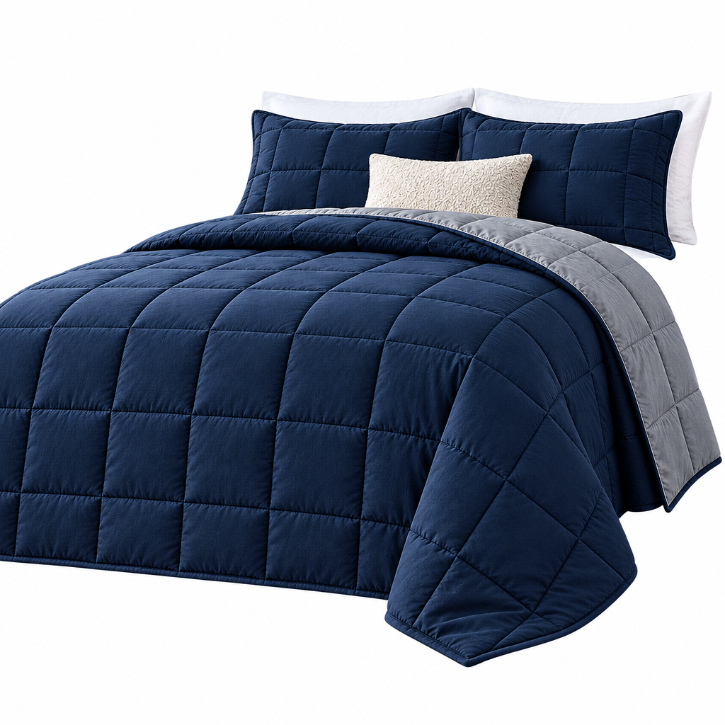 Navy & Gray Reversible Quilt