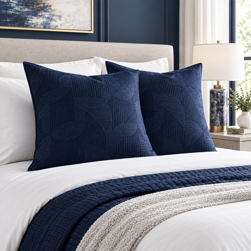 Navy Geometric Euro Shams