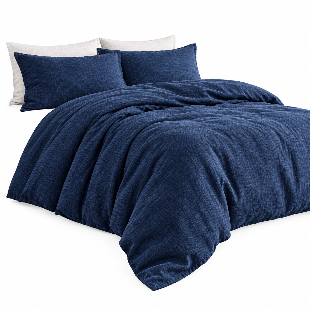 Textured Navy Duvet Cover Set