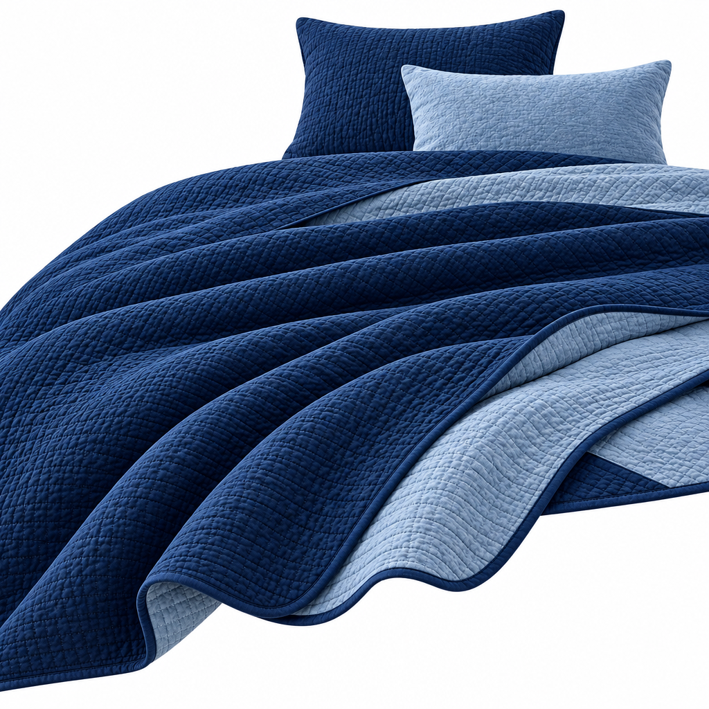 Navy & Blue Reversible Coverlet