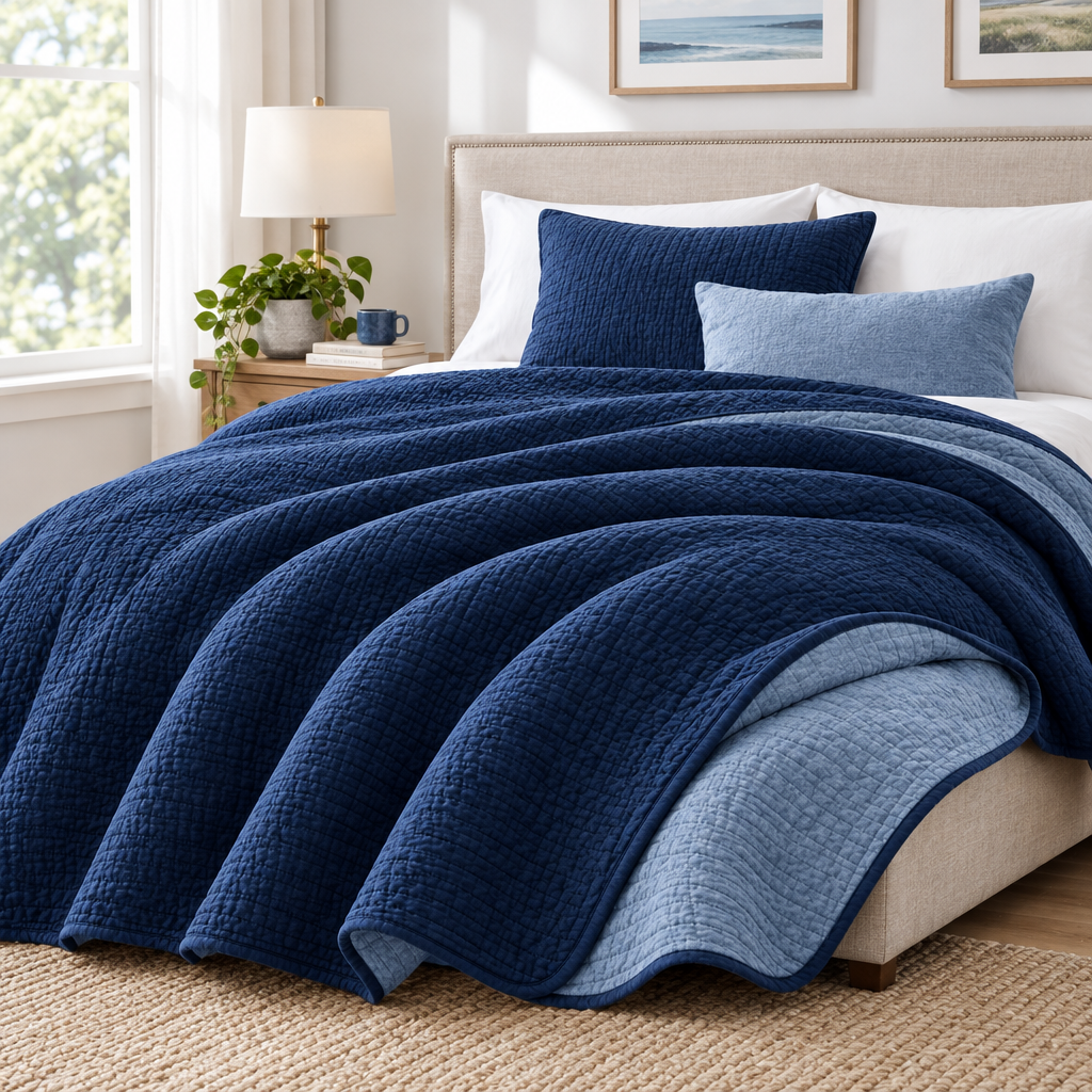 Navy & Blue Reversible Coverlet