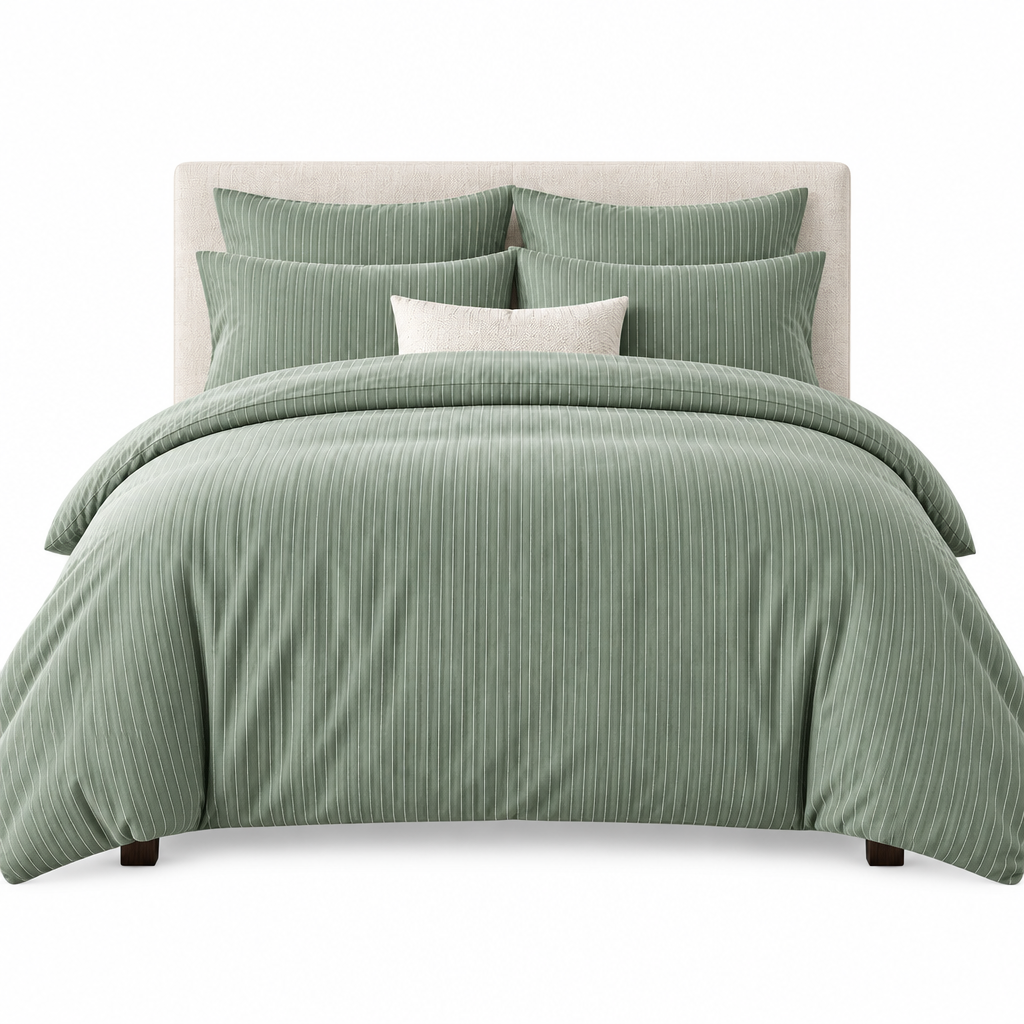 Navy Pinstripe Duvet Cover Set