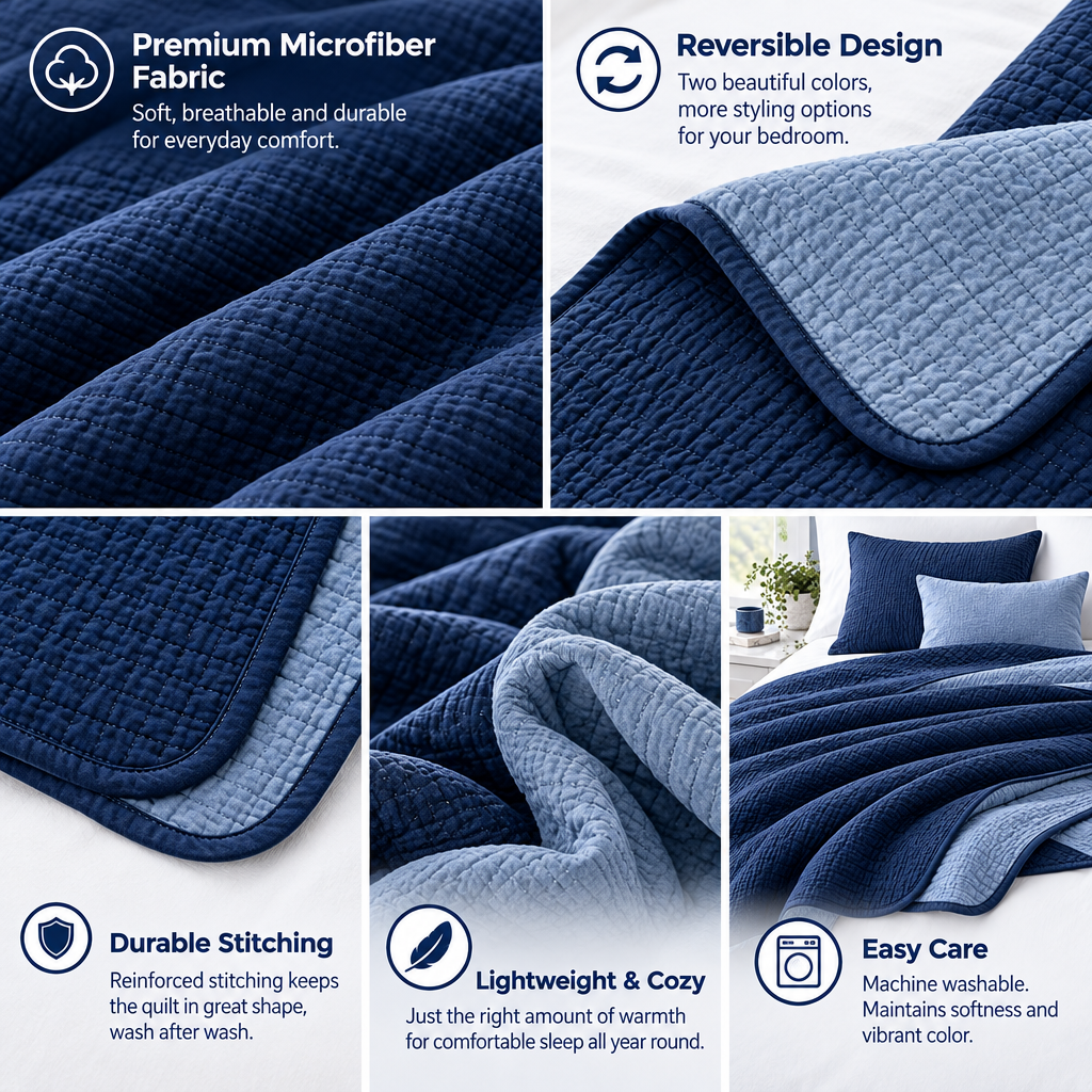 Navy & Blue Reversible Coverlet