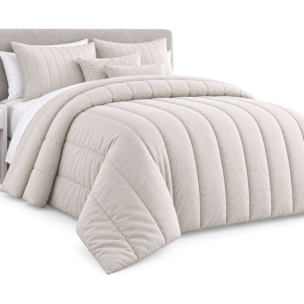 Navy Channel-Stitched Comforter